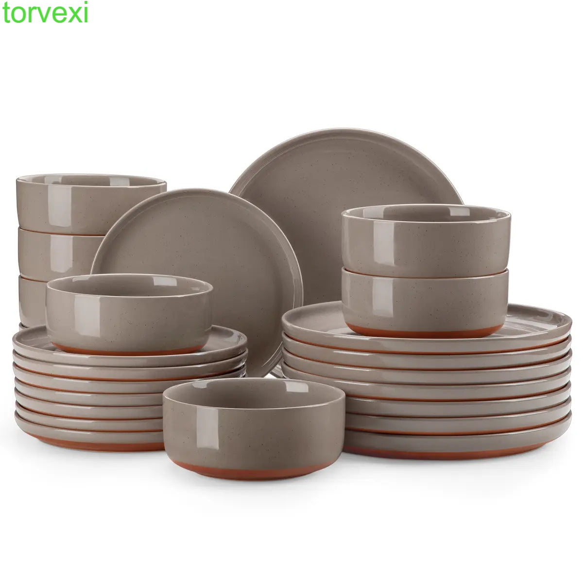 Modern Ceramic Dinnerware Set for 4/6/8, 12/16/18/24 Piece Plates and Bowls Set, Stoneware Kitchen Tableware, Microwave and Dishwasher Safe, Elegant Design