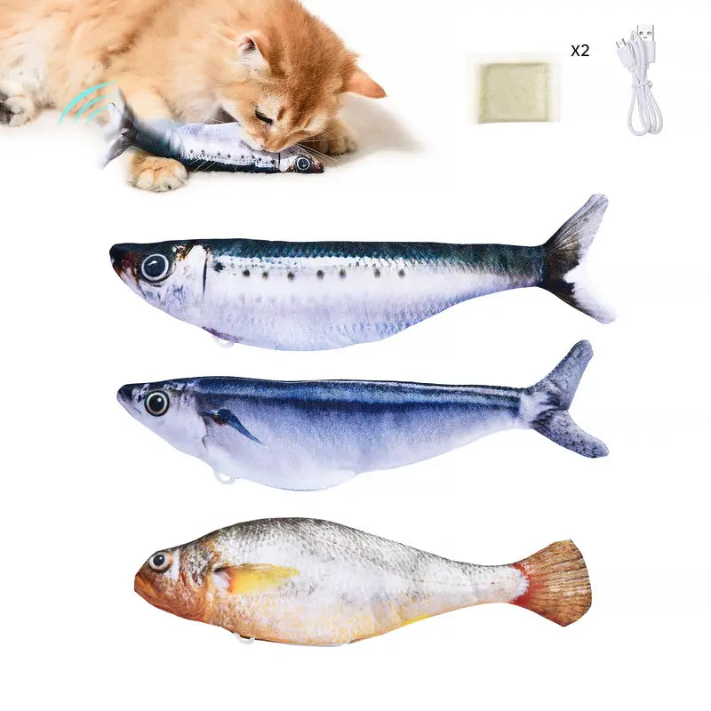 Interactive Cat Toys – Small Floppy Fish, Catnip, Rechargeable