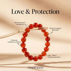 Handmade Red Carnelian Crystal Beads Bracelet – Healing Energy, Stretch Adjustable
