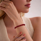 Handmade Red Carnelian Crystal Beads Bracelet – Healing Energy, Stretch Adjustable