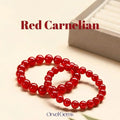 Handmade Red Carnelian Crystal Beads Bracelet – Healing Energy, Stretch Adjustable