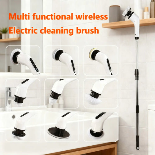 Cordless Electric Spin Scrubber – Waterproof, Adjustable Speed & Extendable Handle, Multi-Surface Cleaning Brush for Bathroom & Kitchen