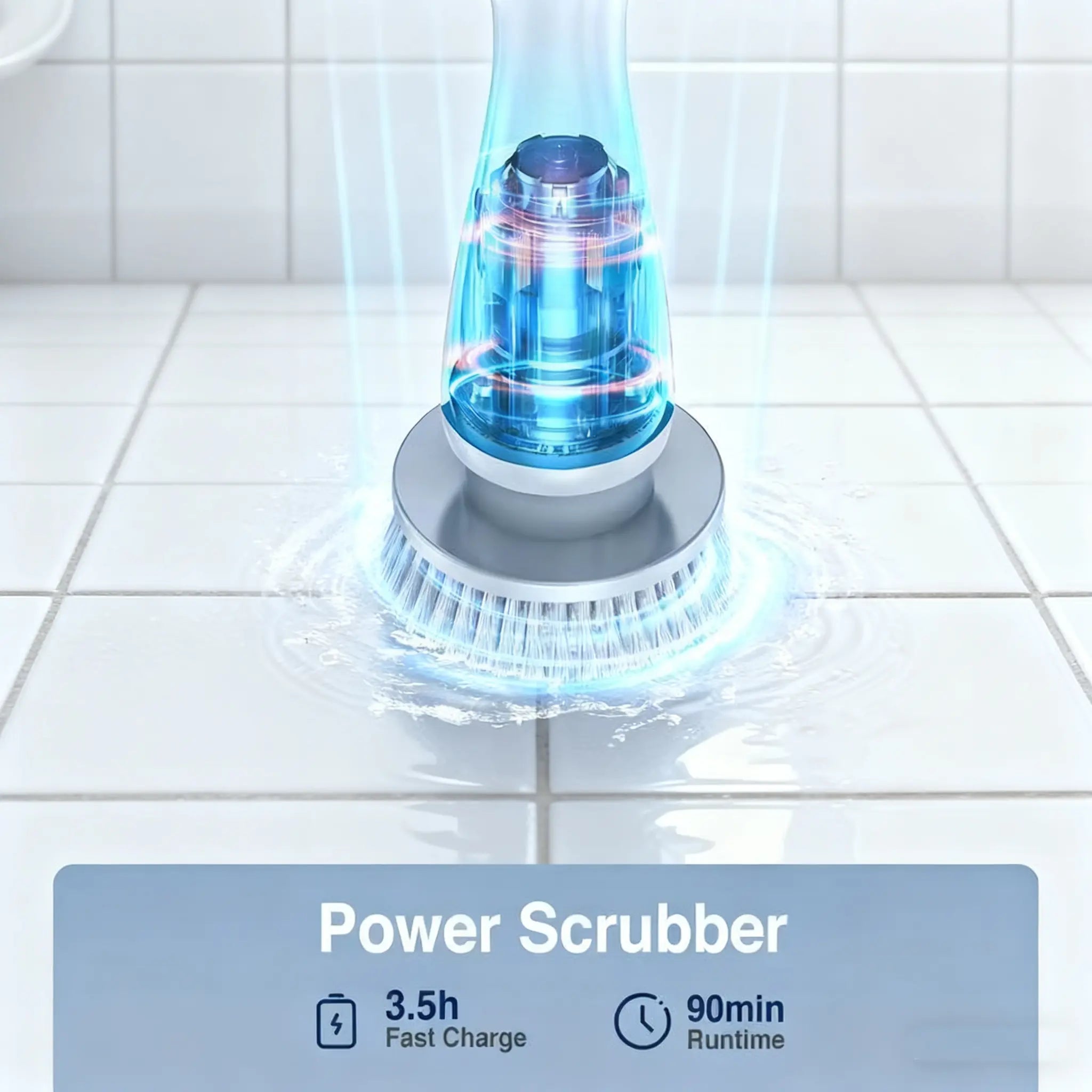 Cordless Electric Spin Scrubber – Waterproof, Adjustable Speed & Extendable Handle, Multi-Surface Cleaning Brush for Bathroom & Kitchen