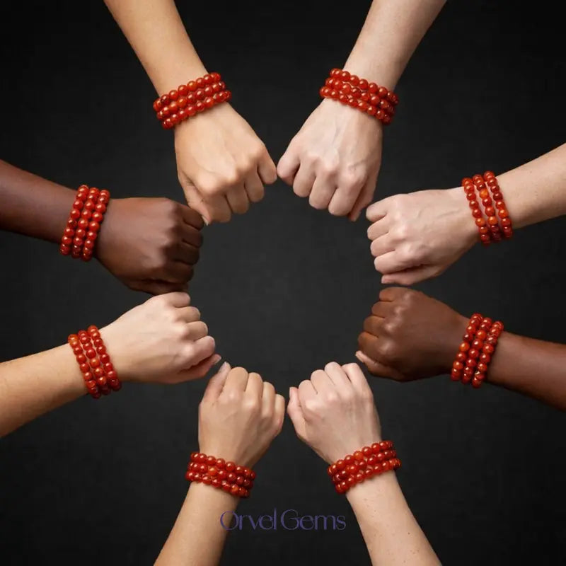 Handmade Red Carnelian Crystal Beads Bracelet – Healing Energy, Stretch Adjustable