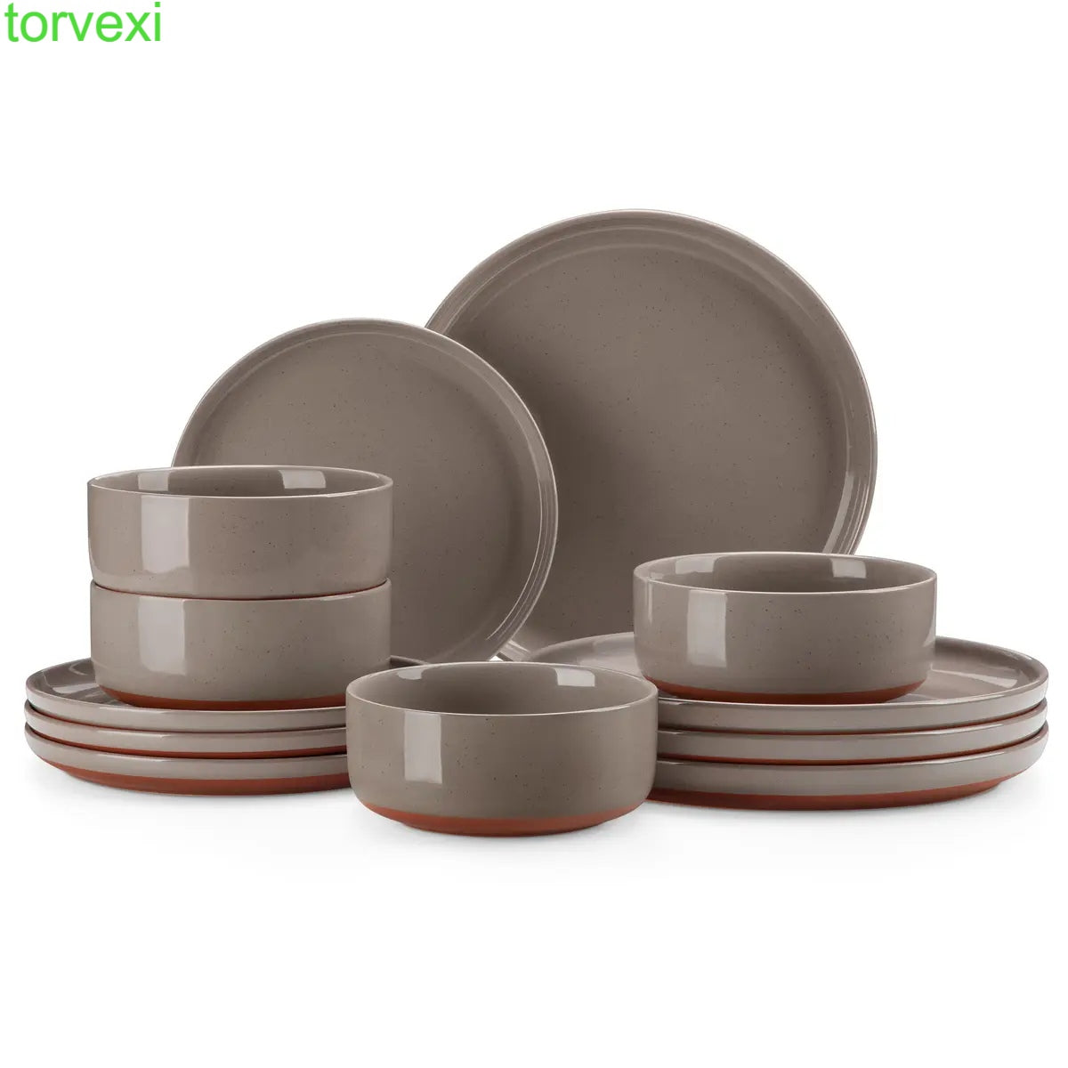 Modern Ceramic Dinnerware Set for 4/6/8, 12/16/18/24 Piece Plates and Bowls Set, Stoneware Kitchen Tableware, Microwave and Dishwasher Safe, Elegant Design