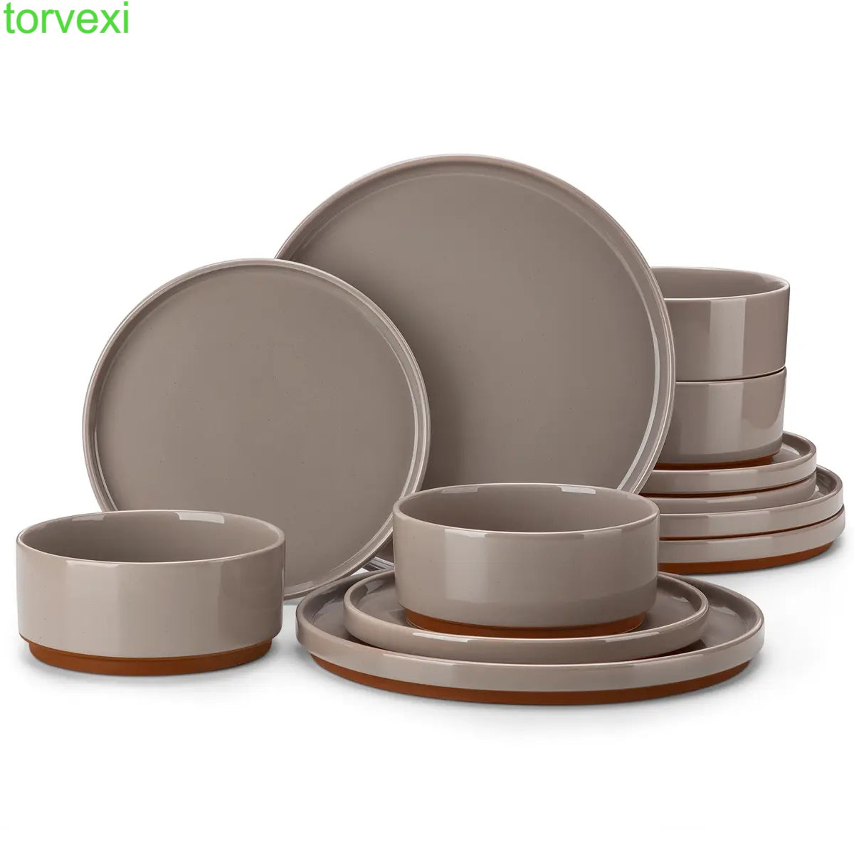Modern Ceramic Dinnerware Set for 4/6/8, 12/16/18/24 Piece Plates and Bowls Set, Stoneware Kitchen Tableware, Microwave and Dishwasher Safe, Elegant Design