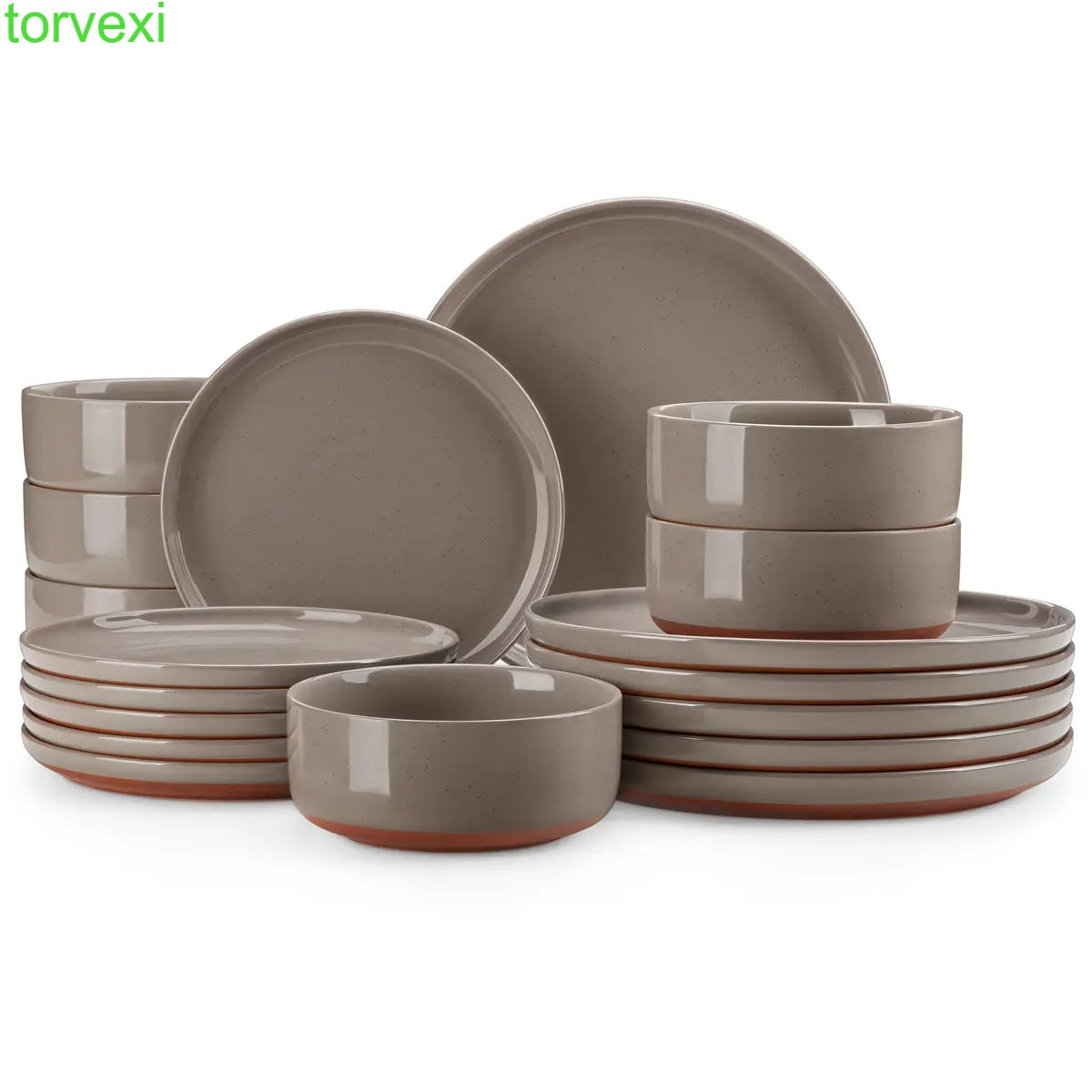 Modern Ceramic Dinnerware Set for 4/6/8, 12/16/18/24 Piece Plates and Bowls Set, Stoneware Kitchen Tableware, Microwave and Dishwasher Safe, Elegant Design