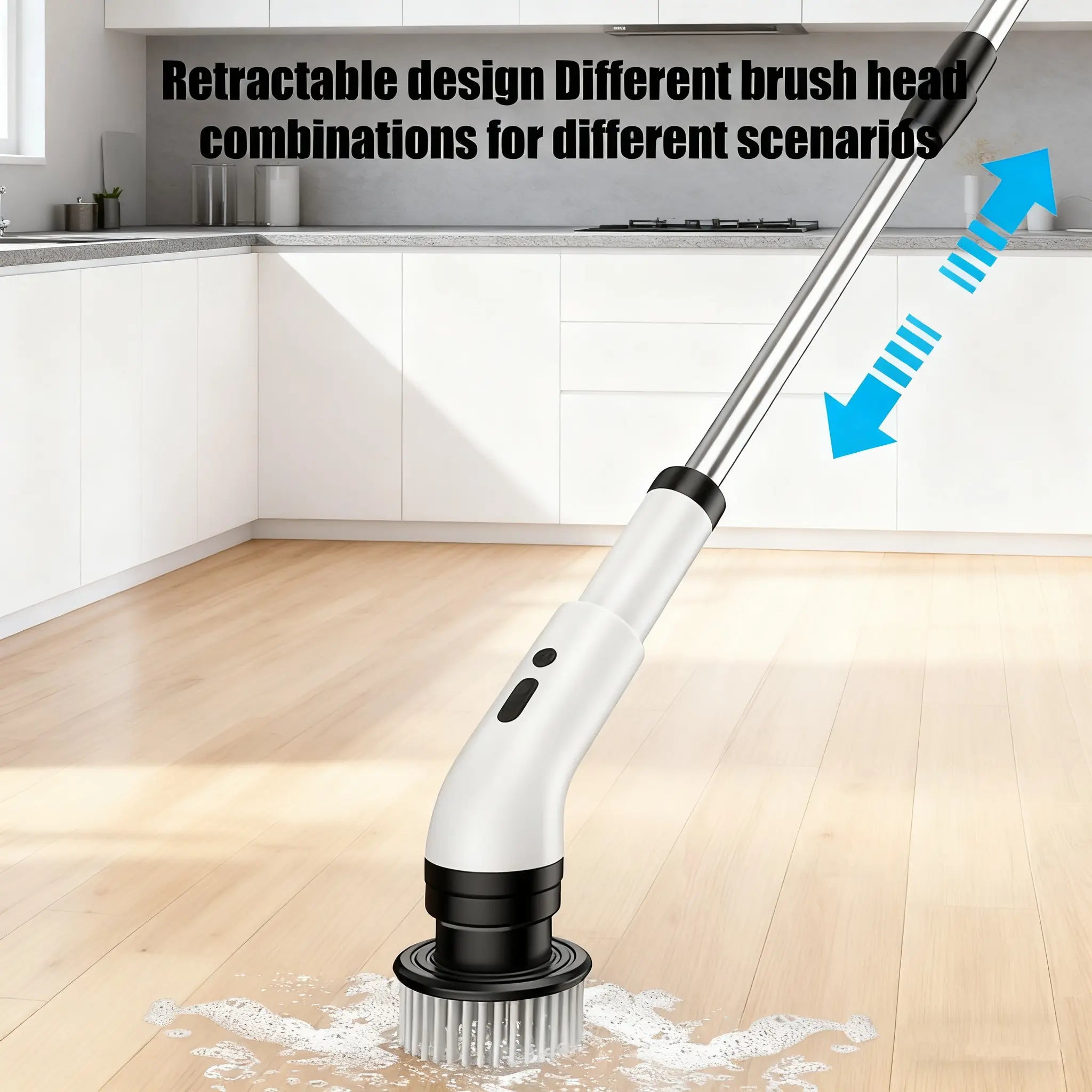 Cordless Electric Spin Scrubber – Waterproof, Adjustable Speed & Extendable Handle, Multi-Surface Cleaning Brush for Bathroom & Kitchen