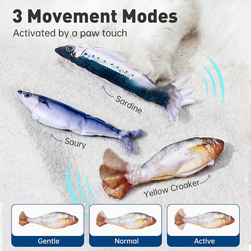 Interactive Cat Toys – Small Floppy Fish, Catnip, Rechargeable