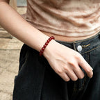 Handmade Red Carnelian Crystal Beads Bracelet – Healing Energy, Stretch Adjustable